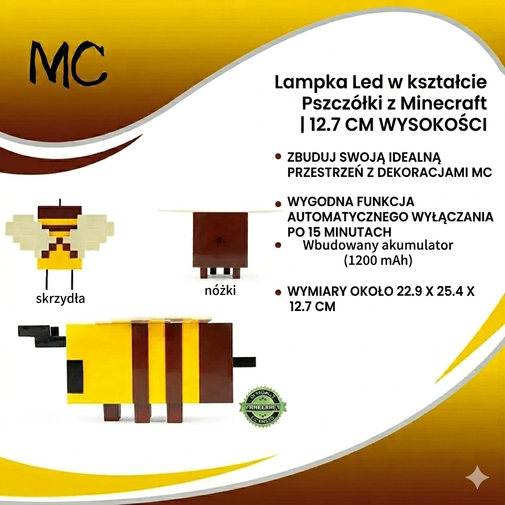Lampka LED Pszczółka jak z Minecrafta
