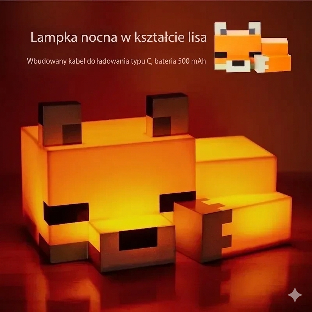 Lampka LED Lis jak z Minecrafta