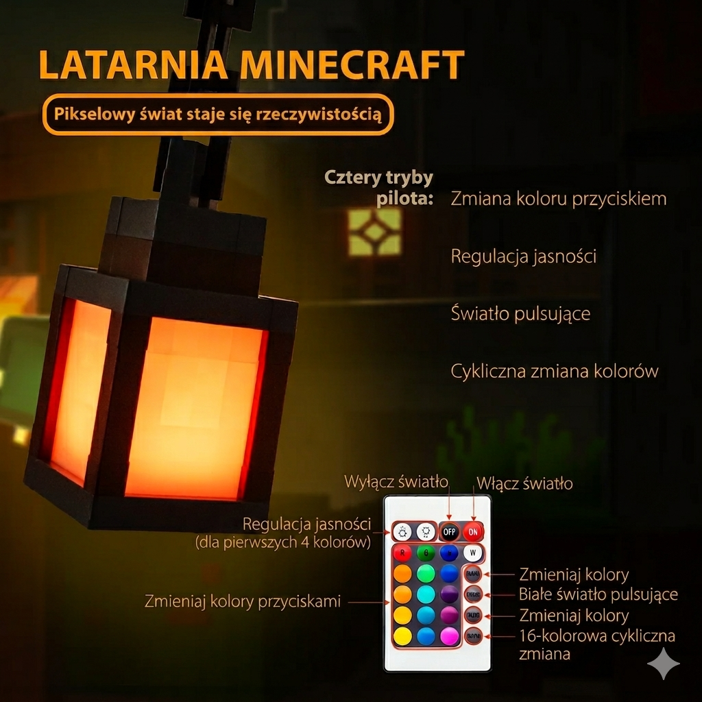 Lampka LED Latarnia jak z Minecrafta