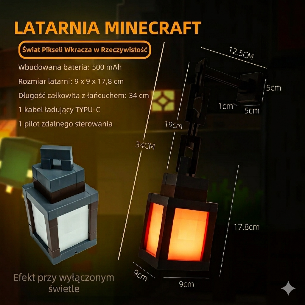 Lampka LED Latarnia jak z Minecrafta