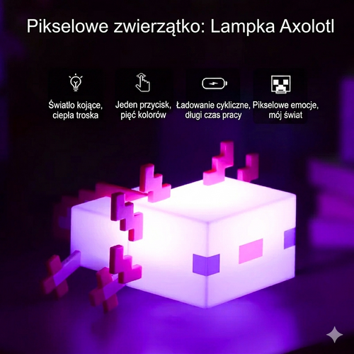 Lampka LED Axolotl jak z Minecrafta