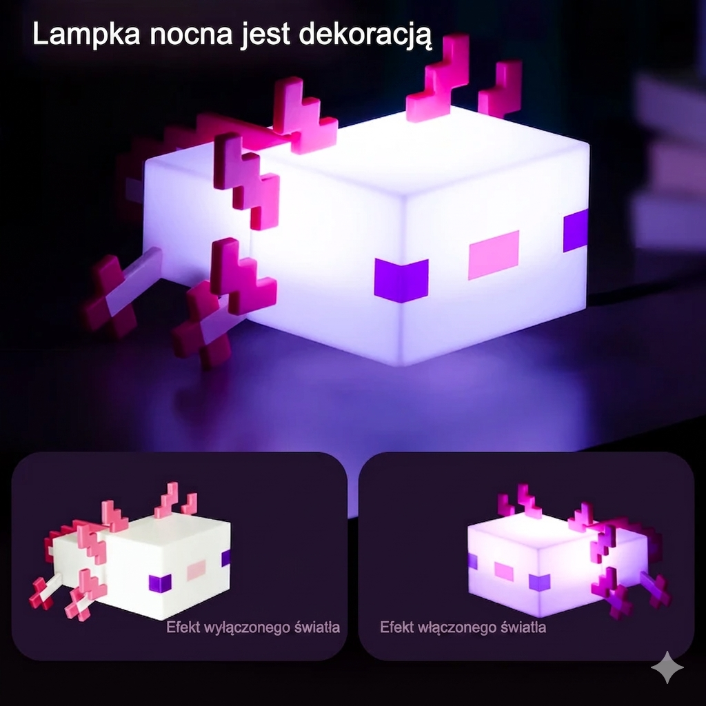 Lampka LED Axolotl jak z Minecrafta