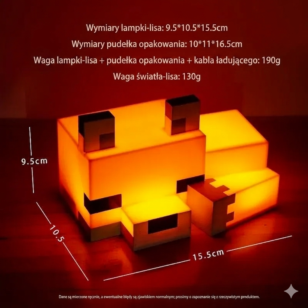 Lampka LED Lis jak z Minecrafta