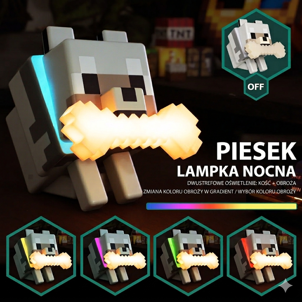 Lampka LED Piesek jak z Minecrafta