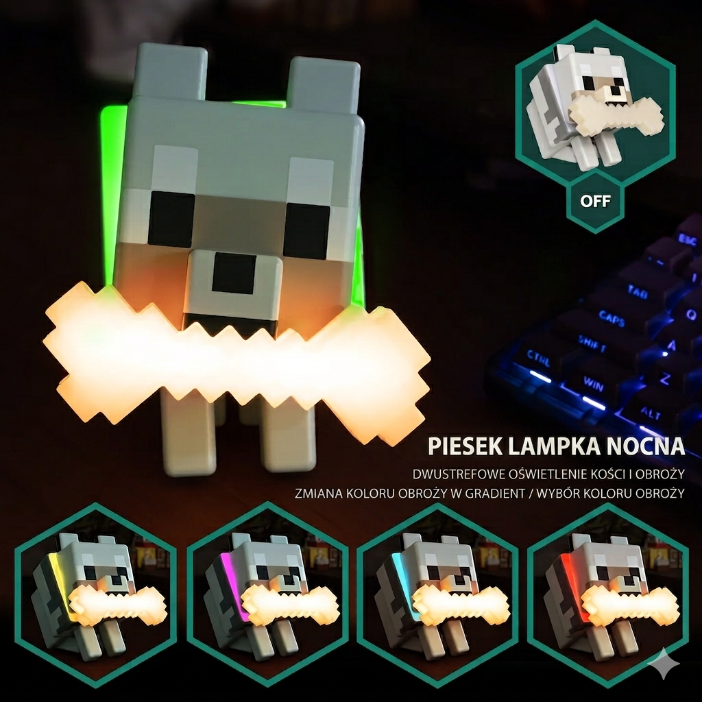 Lampka LED Piesek jak z Minecrafta