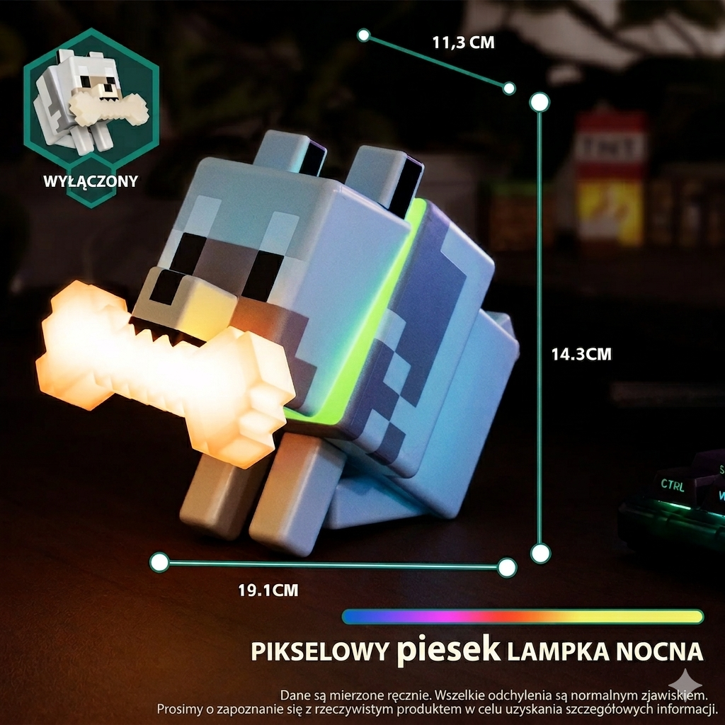 Lampka LED Piesek jak z Minecrafta